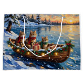 Siberian Cat Christmas Boat Holiday Große Geschenktüte (Vorderseite)
