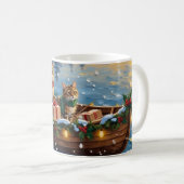 Siberian Cat Christmas Boat Holiday Kaffeetasse (VorderseiteRechts)