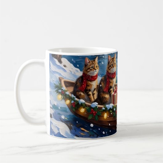 Siberian Cat Christmas Boat Holiday Kaffeetasse (Links)