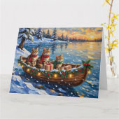 Siberian Cat Christmas Boat Holiday Karte (Gelbe Blume)