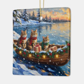 Siberian Cat Christmas Boat Holiday Keramikornament (Links)