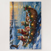 Siberian Cat Christmas Boat Holiday Puzzle (Vertikal)