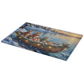 Siberian Cat Christmas Boat Holiday Schneidebrett (Ecke)