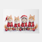 Siberian Cat Christmas Dress Santa Hat Fußmatte (Vorderseite)