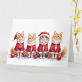 Siberian Cat Christmas Dress Santa Hat Karte (Gelbe Blume)