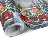 Siberian Cat Christmas Red Truck Holiday Geschenkpapier (Rolleneckpunkt)