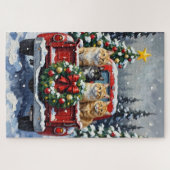 Siberian Cat Christmas Red Truck Holiday Puzzle (Horizontal)