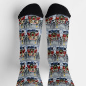 Siberian Cat Christmas Red Truck Holiday Socken (Oben)