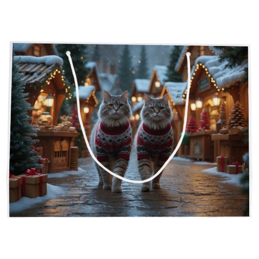 Siberian Cats Christmas Snow Holiday Große Geschenktüte (Rückseite)