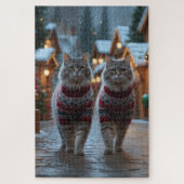 Siberian Cats Christmas Snow Holiday  Puzzle (Vertikal)