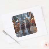 Siberian Cats Christmas Snow Holiday  Quadratischer Aufkleber (Umschlag)