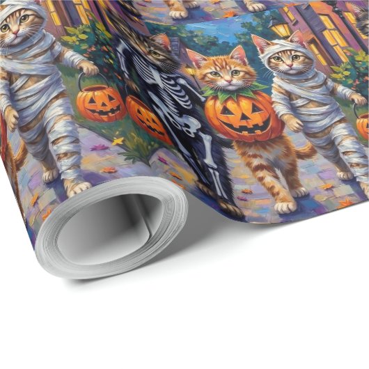 Siberian Cats Trick-or-Treating Halloween Costumes Geschenkpapier (Rolleneckpunkt)
