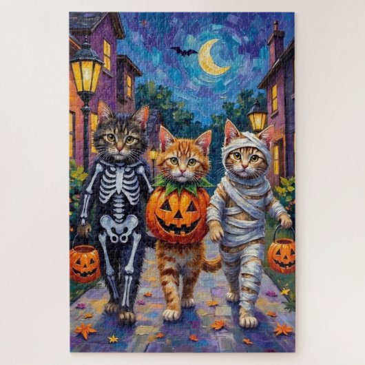 Siberian Cats Trick-or-Treating Halloween Costumes Puzzle (Vertikal)