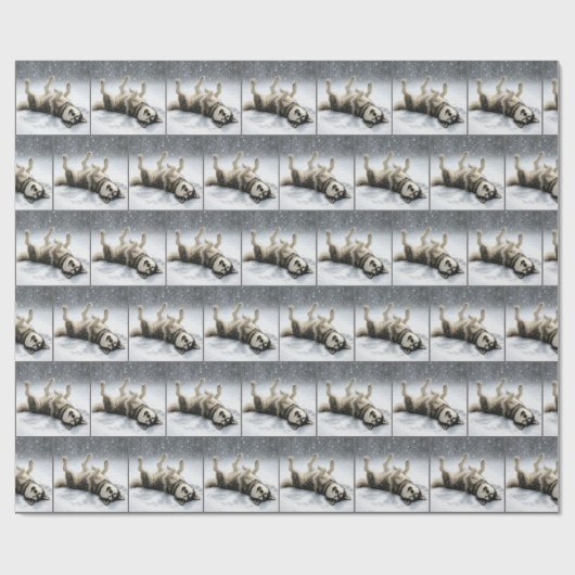 Siberian Huskey Creating a Snow Angel Geschenkpapier (Flach)