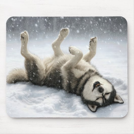 Siberian Huskey Making a Snow Angel Mousepad (Vorne)