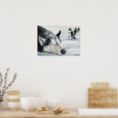 "Siberian Huskey's Penquin Dream" Dog Art Poster (Küche)