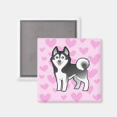 Siberian Husky / Alaskan Malamute Liebe Magnet (Vorderseite/Rückseite)