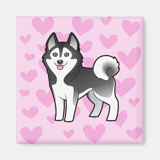 Siberian Husky / Alaskan Malamute Liebe Magnet (Vorne)