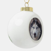 Siberian Husky Animal Keramik Kugel-Ornament (Links)