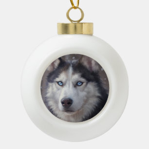 Siberian Husky Animal Keramik Kugel-Ornament