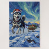 Siberian Husky Arctic Sled Run Christmas Hat Puzzle (Vertikal)
