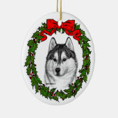Siberian Husky Art von Glenda S. Harlan Keramik Ornament (Rechts)