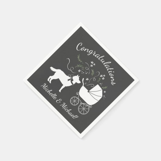 Siberian Husky Baby Shower Serviette (Ecke)