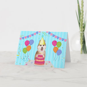 Siberian Husky Birthday Holiday Card Karte