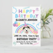 Siberian Husky Birthday Invitation in White Einladung (Stehend Vorderseite)