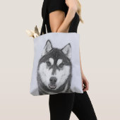 Siberian Husky (Black and White) Painting Dog Art Tasche (Von Nahem)