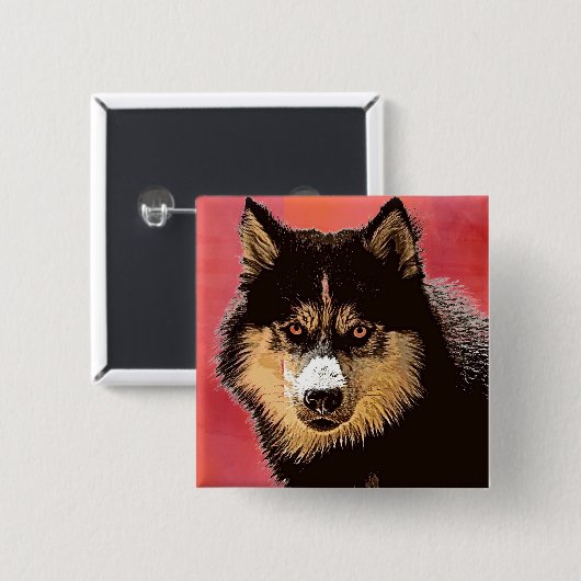 Siberian Husky Button (Vorne & Hinten)