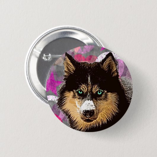 Siberian Husky Button (Vorne & Hinten)