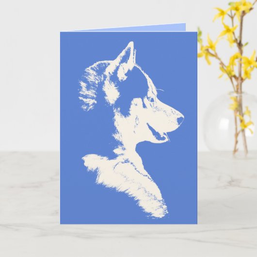 Siberian Husky Card / Alaskan Malamute Card Karte (Gelbe Blume)