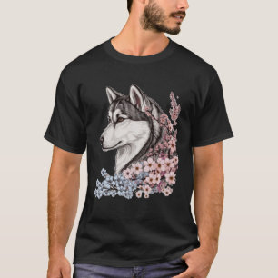 Siberian Husky Cherry Blossom Dog Japanisch Sakura T-Shirt