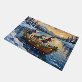 Siberian Husky Christmas Boat Holiday Fußmatte (Schrägansicht)