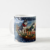 Siberian Husky Christmas Boat Holiday Kaffeetasse (Vorderseite Links)