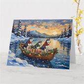 Siberian Husky Christmas Boat Holiday Karte (Gelbe Blume)