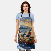 Siberian Husky Christmas Boat Holiday Schürze (Getragen)