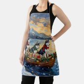 Siberian Husky Christmas Boat Holiday Schürze (InSitu)