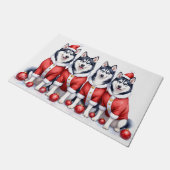 Siberian Husky Christmas Dress Santa Hat Fußmatte (Schrägansicht)