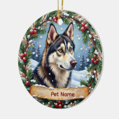 Siberian Husky Christmas Keramik Ornament (Links)