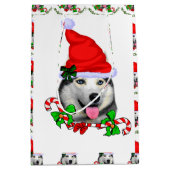 Siberian Husky Christmas Merry Mittlere Geschenktüte (Vorderseite)