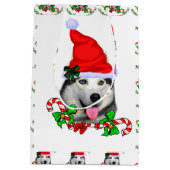 Siberian Husky Christmas Merry Mittlere Geschenktüte (Rückseite)