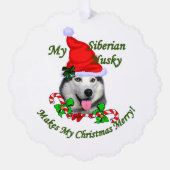 Siberian Husky Christmas Merry Ornament Karte (Vorderseite)