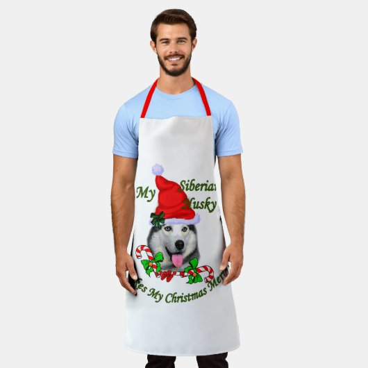 Siberian Husky Christmas Merry Schürze (Getragen)