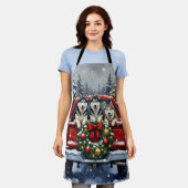 Siberian Husky Christmas Red Truck Holiday Schürze (Getragen)