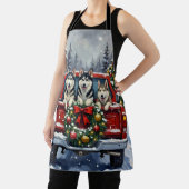 Siberian Husky Christmas Red Truck Holiday Schürze (InSitu)