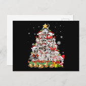 Siberian husky christmas tree lights Dog Xmas Einladungspostkarte (Vorne/Hinten)