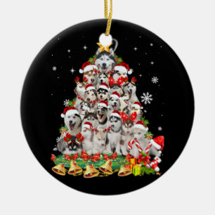 Siberian husky christmas tree lights Dog Xmas Keramik Ornament