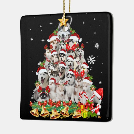 Siberian husky christmas tree lights Dog Xmas Keramikornament (Links)